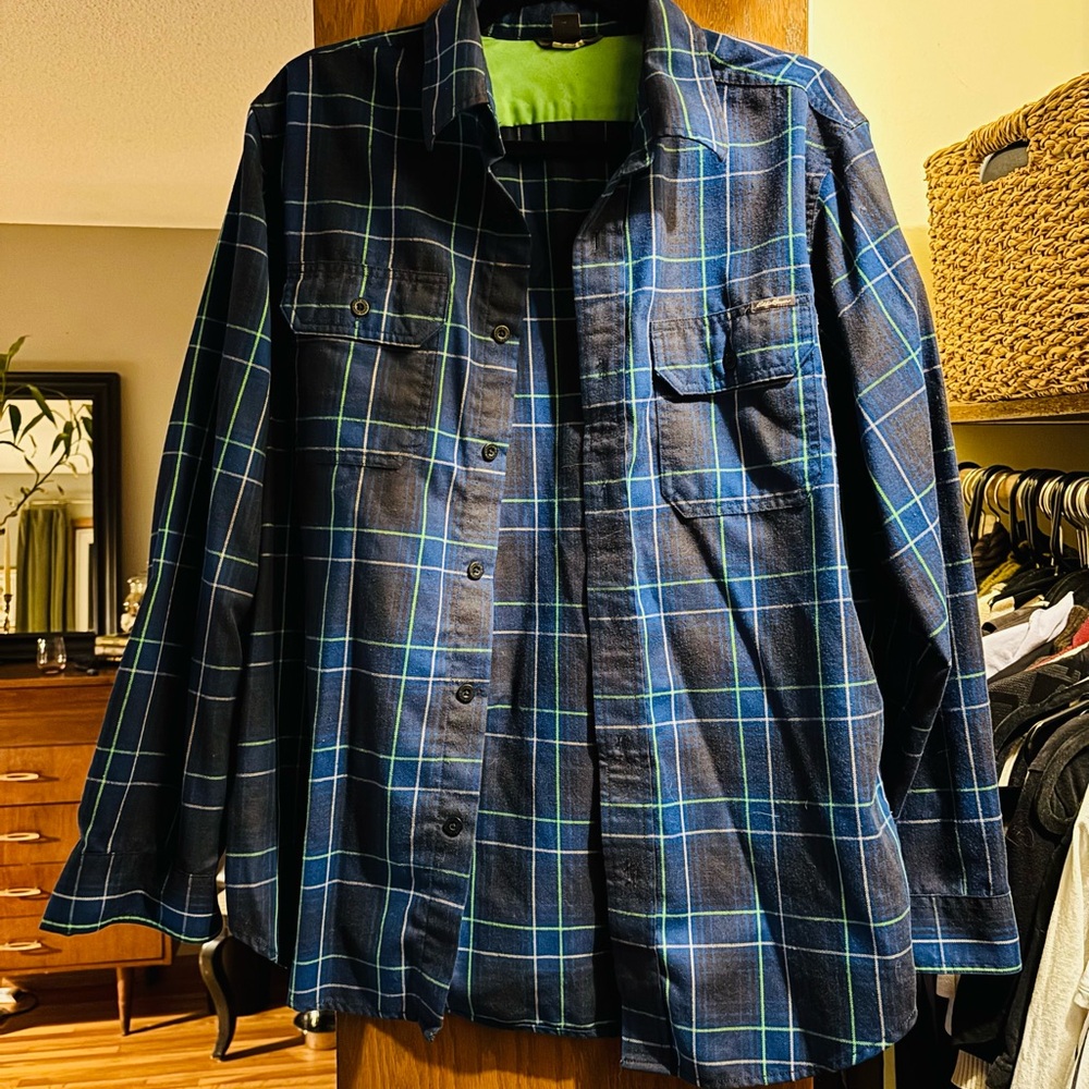 Eddie Bauer Blue and Green Plaid Shirt